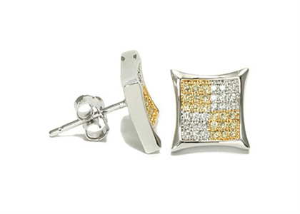 Rhodium Plated CZ Studded Micro Pave Stud Earring